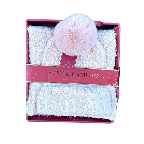 Vince Camuto Faux Fur Hat And Loop Winter Set Color Blush - Picture 1 of 11